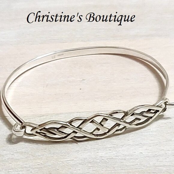 Celtic bracelet, 925 sterling silver oval bangle - Picture 3 of 4